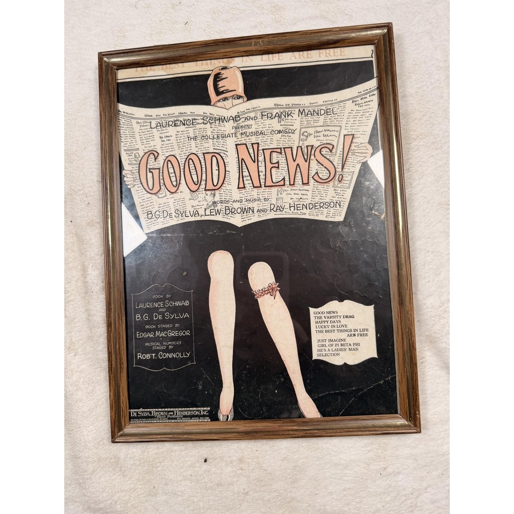 Vintage Good News Collegiate Musical Comedy Theater Poster Art Framed Original